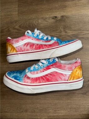 Vans Kids Tie-Dye Low Top Sneakers - Pink Blue Yellow size 4 juniors